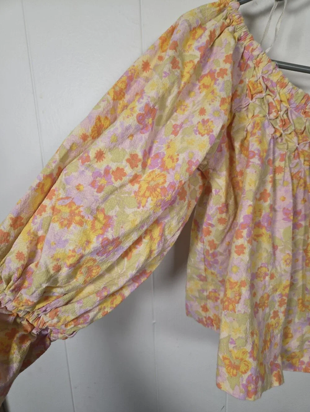 Free People Off-shoulder Floral Cropped Blouse Size XS Oversized